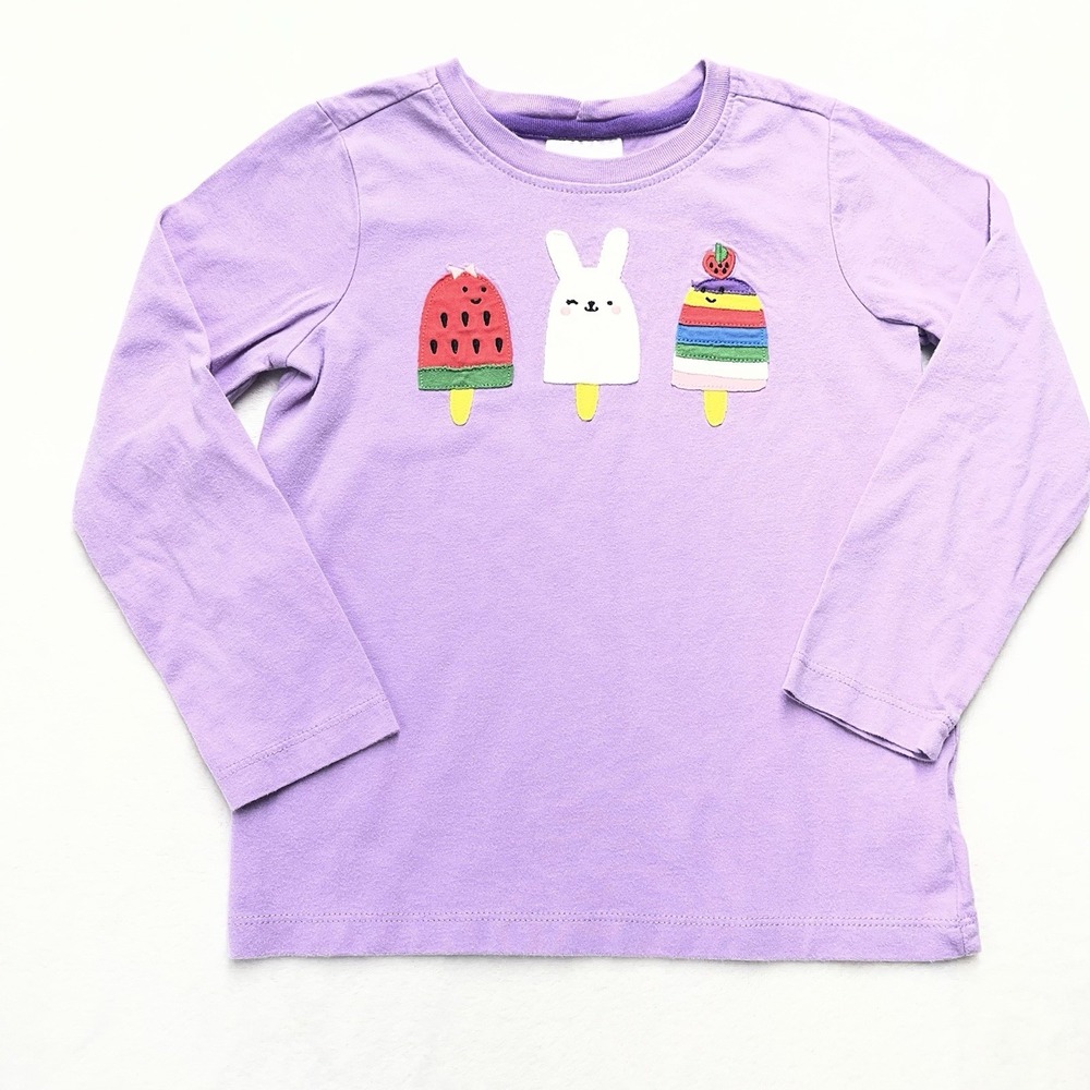 Hanna Andersson‎ Long Sleeve Embroidered Top Girls 5 Popsicles Watermelon Summer